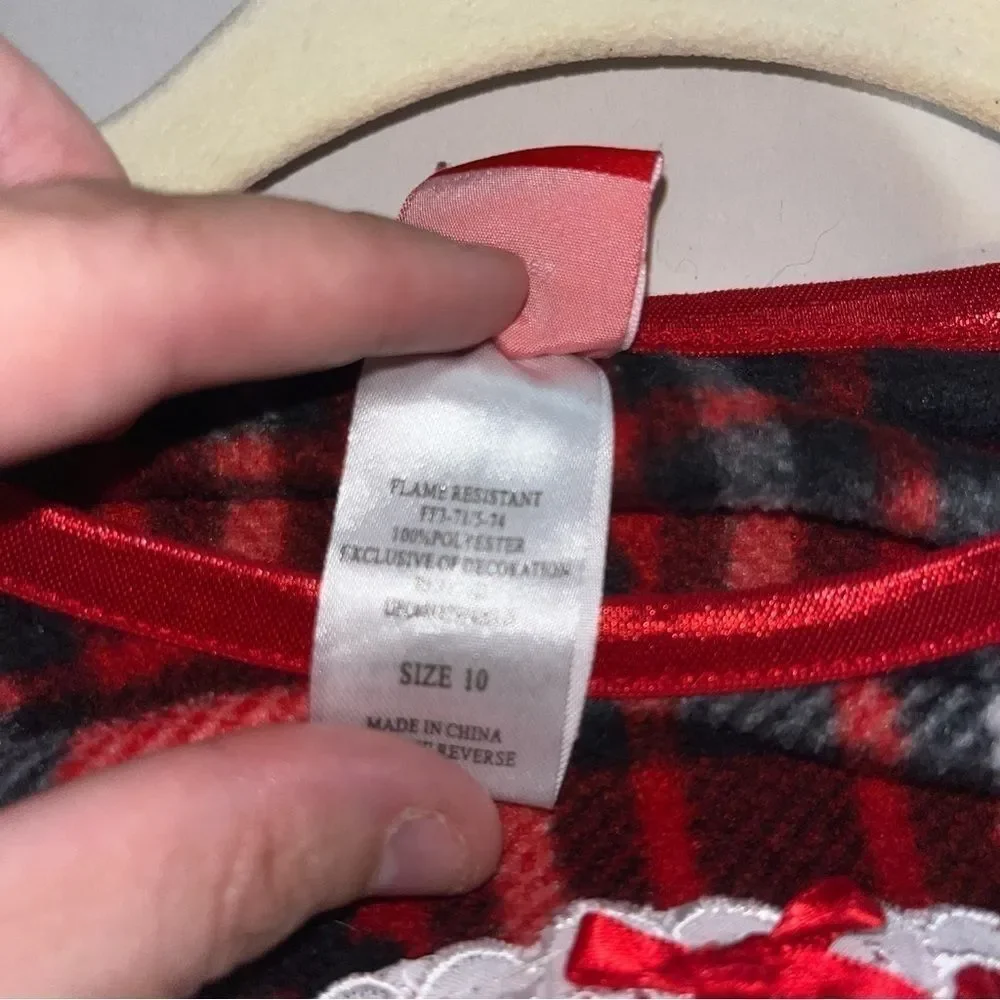 Girls Mickey Mouse Disney Red plaid Christmas flannel night gown lace ruffle 10 - Picture 9 of 9